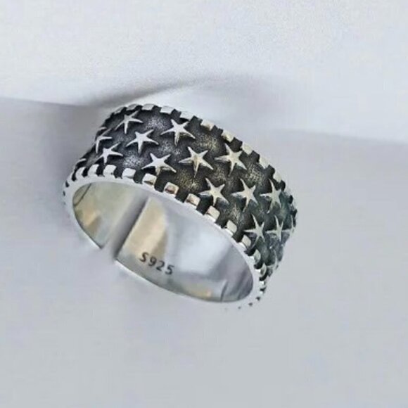 925 Sterling Stamped Adjustable Star Boho Ring #1308 - Picture 6 of 11